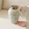 Tarro de Cerámica para Té de Hortensias Hecho en Fábrica con Tapa de Aluminio de Doble Capa para Guardar Té, Juego de Té, Tarro para Cenizas, Tarro Sellado, Tarro Vacío