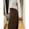 Calça Jeans Reta Marrom para Mulheres, Inverno Plus Size, Cintura Alta, Solta, Emagrecimento, Figura em Formato de Pera, Calça Scimitar Wide-Leg
