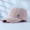 Otoño e Invierno Nuevo Estilo Sombrero de Copa Vacío para Mujer Estilo Coreano Moda Gorra de Pico sin Parte Superior de Punto Cálida de Terciopelo para Exteriores Venta al por Mayor