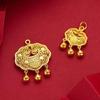 Colgante Candado de Oro Puro 999 Pequeño para Mujer, Bolsa Candado de Oro para Bebé, Campana de Bendición, Colgante Candado de Seguridad, Regalo Luna Llena para Niños