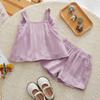 Traje para niños Conjunto de dos piezas de verano para niñas Traje de shorts con tirantes y lazo grande Ropa de verano para niñas Conjunto para niños