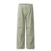 Calça Cargo Reta Estilo Retrô Americano Yongfang Unissex Design High Street Pregueada Multi-Bolsos Larga Casual Calça de Pernas Largas
