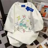 Camiseta de algodão puro de peso pesado, nicho divertido com desenho animado, manga curta, para homens e mulheres, verão, caimento solto, estilo Harajuku, gola redonda, top de casal, moderno
