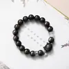 Pulsera de Ojo de Gato de Obsidiana Plateada Natural Moda Sensación de Alta Gama Magnética Pata de Gato Pulsera de Nicho Adorno para la Mano Venta al por Mayor