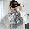 Cachecol pied-de-poule feminino de inverno, de alta qualidade, quente, tricotado, xadrez, estilo coreano, para estudantes, cachecol para casal