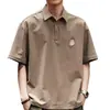 Camisa polo de manga corta para hombre talla grande, nuevo estilo de verano, corte holgado, marca de moda, versátil, casual para exteriores, secado rápido, cuello camisero