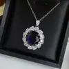 Collar con Colgante Versa Nuevo Ovalado de Zafiro Tanzanita de Gran Quilate, Lujo Completo con Diamantes, Joya Deslumbrante para Banquetes para Mujeres