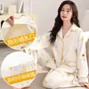Pijama de Maternidad de Algodón Puro para Primavera y Otoño, Manga Larga, Lactancia, Todo Algodón, Ropa Postparto para Lactancia, Conjunto de Dos Piezas para Casa