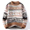 Suéter Navideño Hombre 2026 Otoño Invierno Casual para Hombre Cuello Redondo Jersey Suéter Moda Juvenil Prendas de Punto Capa Base