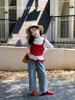 Tongxingyuan 2026 Otoño Nueva Ropa Infantil Niñas Top Falso de Dos Piezas Bloque de Color Camiseta Base Estilo Coreano Primavera y Otoño Camiseta