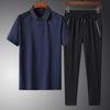 Traje de verano de manga corta polo pantalones de manga corta casual seda helada solapa hombre talla grande delgado negocios traje de tres piezas