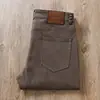 Estación Europea Otoño e Invierno Café Gama Alta Lavados Elásticos Casuales Combinan con Todo Jeans Rectos Pequeños de Tiro Medio para Hombre