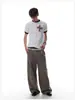 Camiseta de Manga Corta con Estampado de Cruz Retro Americano para Hombre, Top Urbano, Camiseta Holgada de Media Manga con Patchwork de Moda para Pareja