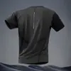 Camiseta Deportiva de Seda de Hielo de Secado Rápido para Hombre Verano Transpirable Malla Fitness Running Manga Corta Elástica Delgada Superior Camiseta