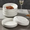 Plato Cerámico Blanco Puro Hondo, Juego de Tazones y Platos para el Hogar, Plato Hondo Simple para Sopa de Gran Capacidad