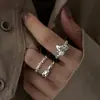 Anillo Doble Capa Escamas de Pez Brillantes para Mujer, Moda Geométrica Versátil Diseño de Nicho Anillo Abierto, Anillo Sencillo y Único para el Dedo Índice