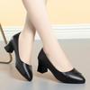 Zapatos de Cuero Negros Zapatos de Trabajo de Cuero Suave Zapatos de Tacón Grueso para Mujer para Madre Primavera y Otoño Zapatos de Vestir Individuales para Mujeres Profesionales Zapatos Cómodos para Mujeres de Mediana Edad y Mayores