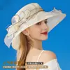 Chapéu de Sol Europeu e Americano Feminino de Organza Cor Sólida Flor Grande Chapéu de Sol Elegante Dama Britânica Chapéu de Sol Elegante