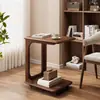 Mesa auxiliar móvil para sala de estar, mesa lateral para sofá, mesa de esquina estilo mid-century, mesita de noche para dormitorio, mesa pequeña de madera maciza