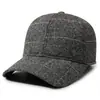 Chapéu de Boina Xadrez Masculino para Outono e Inverno, Quente, com Proteção para Orelhas, de Lã, Boné de Baseball, Casual para Exterior, Espesso, Quente, à Prova de Vento