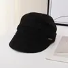 Chapéu de Aba Larga Envolvente Bico de Pato para Mulheres, Outono e Inverno, Circunferência Craniana Grande, Franzido, Artístico, Emagrecimento Facial, Retrô, Chapéu de Equitação Casual