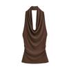 2025 Nuevo Chaleco de Verano Halter Tirantes para Mujer Estilo Lujuria Pura Cuello Oscilante Sexy Sexy Sin Espalda Sin Mangas Top Tejido