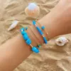 Pulsera de Ojo de Diablo Turquesa Estilo Playa de Verano Más Vendida Transfronteriza Juego de 5 Piezas Tobillera Moderna y Versátil Estilo Vacaciones