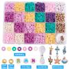 Kit de pulseras para hacer con cuentas de arcilla blanda de 24 compartimentos, cuentas con letras bohemias, cuentas espaciadoras ccb