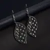 Recolección Transfronteriza de Pendientes Metálicos con Hojas Geométricas Escarchadas, Ganchos para Orejas Creativos Personalizados con Borla de Hoja Redonda Hueca