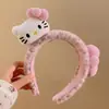 Diadema de Felpa con Estampado de Leopardo Rosa y Moño de Gatito para Mujer, Diadema Linda Versátil para Lavarse la Cara, Pasador, Tocado de Corona Alta