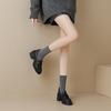 Versión de cuero suave ~ Zapatos de cuero pequeños estilo británico combinan con todo, hermosos zapatos de tacón grueso tipo camelia, zapatos de tacón alto pequeño, mocasines