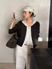 Han Xun Tom Relaxado Camisola de Malha Falsa de Duas Peças Camada Dupla Feminina Outono 2026 Top Solto 27191