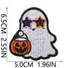 Bolsa de mezclilla y lona con diseño de fantasma de dibujos animados divertido de tema oscuro, parche de aplicación de aplique de parche de hierro bordado para ropa