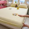 Sábana bajera individual de algodón puro lavado clase a con bordado de dibujos animados, Protector de colchón para niños de algodón para todas las estaciones, Funda de cama de cobertura total