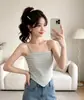 Camisola a rayas con bloques de color irregulares estilo coreano para mujer, nuevo top corto ajustado estilo deseo puro para mujer, verano 2026