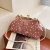 Bolso de Concha Incrustado con Perlas Estilo Celebridad de Internet 2025 Nuevo de Primavera Bolso de Mano de Moda Texturizado Bolso de Hombro para Mujer