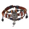 Pulsera de cuentas de piel de vaca, joyería hecha a mano personalizada retro, pulsera de cuero para hombre de moda europea y americana, suministro de AliExpress.