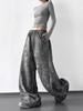 Calça Larga Tie-Dye Americana para Mulheres 2025 Super Popular Outono Novo Cintura Alta Casual Esportiva para Pessoas Altas