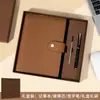 Caderno Retro de Couro Genuíno A5 com Folhas Soltas para Reuniões de Escritório, Couro Macio com Padrão Lichia, Personalizável para Negócios com Impressão de Logo