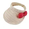 Linda Diadema de Paja con Lazo de Lunares Estilo Coreano Sombrero de Copa Abierta para Vacaciones de Verano en la Playa Protector Solar Sombrero para el Sol para Mujeres