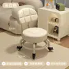 Banqueta giratória com rodízios, banqueta baixa para uso doméstico, banqueta para trocar de sapatos, cadeira infantil com encosto, banqueta redonda para sala de estar, banco estofado