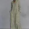 Transfronterizo Europeo y Americano 2026 Sitio Independiente Y2 Moda para Mujer Cuadros Holgado Adelgazante Largo Above-The-Knee Vestido Camisa Casual