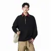 Sudadera con capucha de cremallera parcial de dos piezas falsas con cuello de camisa, peso pesado, solapa, manga larga, tendencia Primavera/Otoño 2026 para Hombres y Mujeres, Atuendo Masculino de Alta Gama