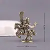 Estatueta de Guan Gong Cavalgando em Latão Puro com Espada, Decoração Vintage para Mesa de Escritório, Artesanato de Animal de Estimação para Chá, Ornamento de Cobre