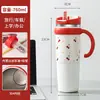 Aço Inoxidável 304 Copo Portátil Grande Capacidade Dopamina Copo com Canudo Feminino Copo de Água para Escritório Alça Jumbo Copo de Gelo
