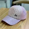 Gorra de malla de ala corta de primavera para mujer, gorra de lentejuelas, nueva gorra de béisbol femenina de estilo coreano, moderna y versátil, sombrero parasol de verano.