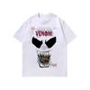 Marca de moda urbana estadounidense camiseta de manga corta con estampado de dibujos animados vintage pesada 260g cuello pequeño lavada desgastada camiseta de media manga