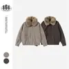 Ropa de Abrigo de Algodón de Invierno Magmans Cuello de Piel Desmontable Chaqueta de Trabajo Retro Silueta Holgada para Hombre Ropa de Abrigo de Algodón My9358