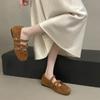 Zapatos Retro Redondos con Plataforma Interior Estilo Francés para Mujer 2025 Otoño Nuevos Zapatos de Ballet Mary Jane con Estampado de Leopardo para Mujer