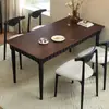 Pernas de Mesa Suspensas Retro Modernas Mesa de Jantar em Madeira Maciça com Detalhes em Rattan Mesa de Jantar Retangular Vintage Francesa para Apartamentos Pequenos Sala de Estar